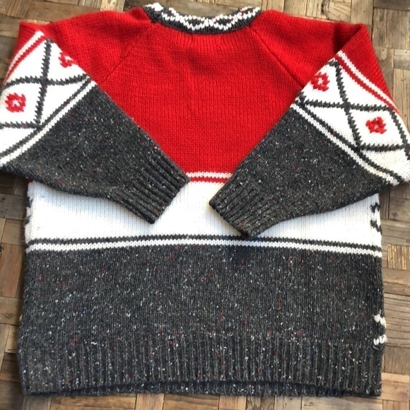 FABE Vintage Red White Gray Chunky Knit Sweater - Picture 8 of 8